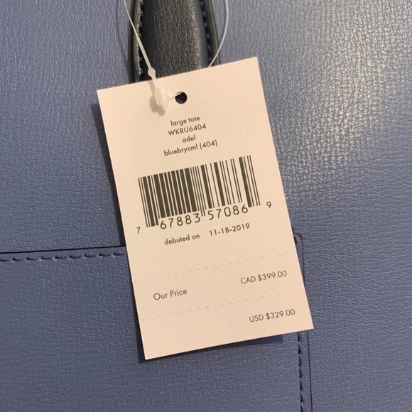 KATE SPADE ADEL LARGE TOTE SHOULDER BAG Bluebrycml - Picture 3 of 9